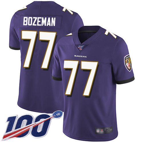 Baltimore Ravens Limited Purple Men Bradley Bozeman Home Jersey NFL Football #77 100th Season Vapor Untouchable->youth nfl jersey->Youth Jersey